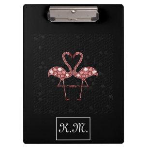Flamingo Pair, Black. Clipboard