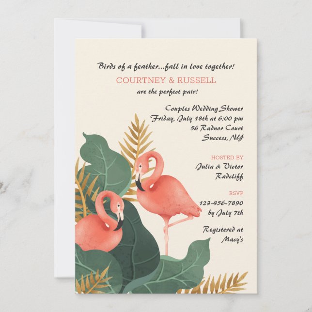 Flamingo Pair Couples Shower Invitation (Front)