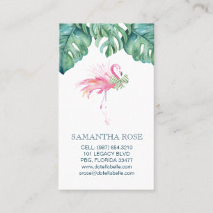 Flamingo Palm Leaves Tropical Business Card