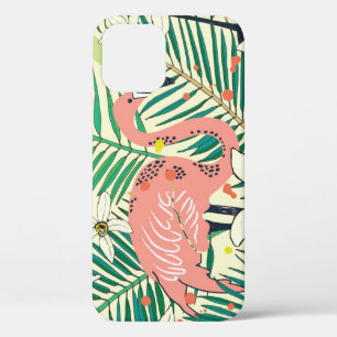 Flamingo Palm Leaves: Tropical Vintage iPhone 12 Case