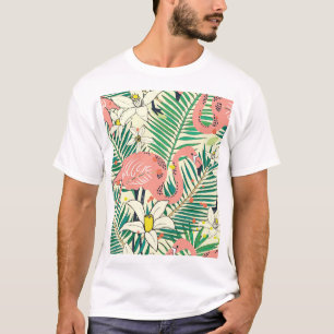 Flamingo Palm Leaves: Tropical Vintage T-Shirt