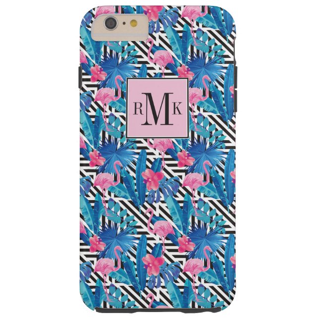 Flamingo & Palms on Geometric Pattern Case-Mate iPhone Case (Back)