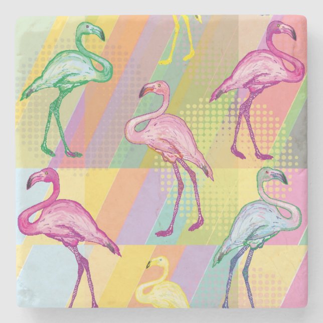 Flamingo Parade Stone Coaster (Front)