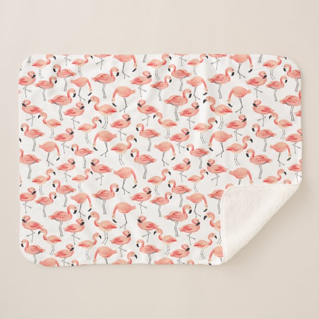 Flamingo Party Baby Sherpa Blanket (Front (Horizontal))