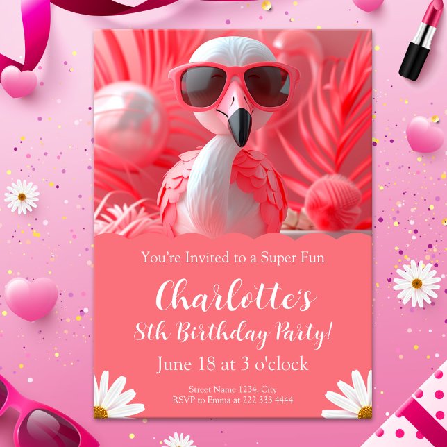 Flamingo Party Birthday for Kids Invitation (Creator Uploaded)