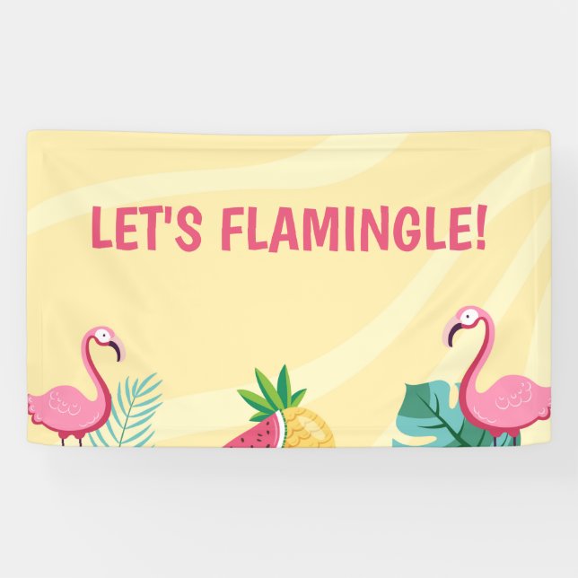 Flamingo Party - Editable Sign/Banner/Backdrop Banner (Horizontal)