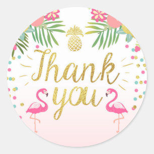 Flamingo Party Favour Tags Tropical Thank You Card