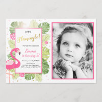 Flamingo party invitation Tropical Birthday luau