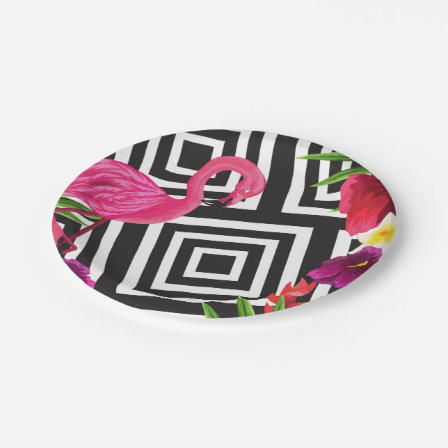 Flamingo Party Paper Plates Tableware (Angled)
