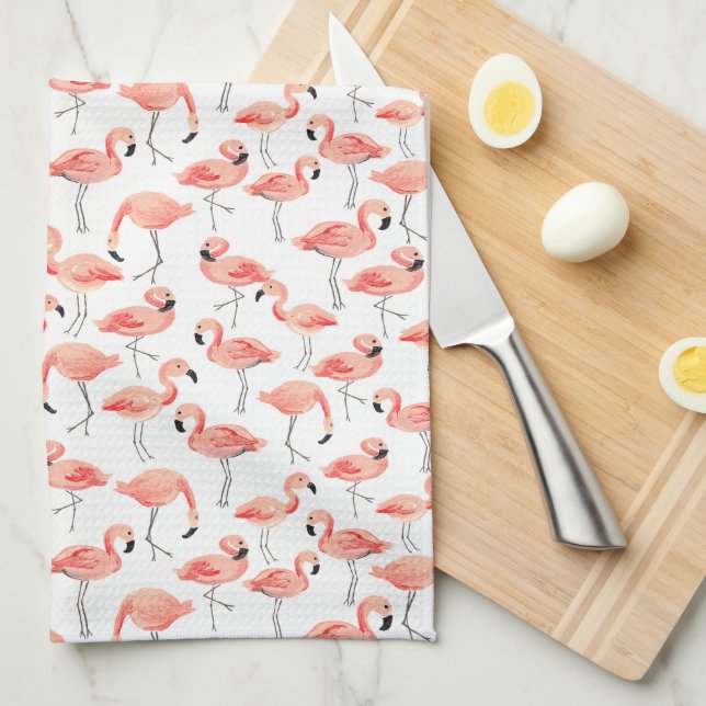 Flamingo Party Tea Towel (Quarter Fold)