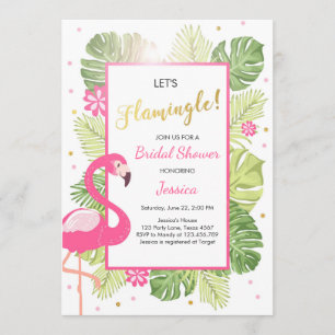 Flamingo party Tropical luau Bridal shower invite