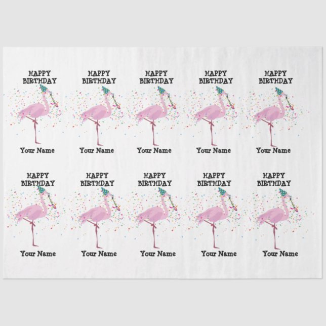 Flamingo Partying - Animals at Birthday Party  Tissue Paper (Front)
