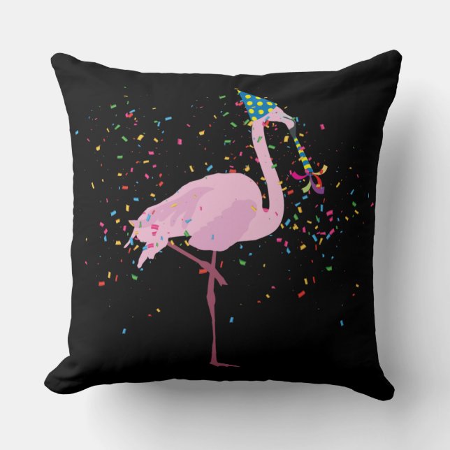 Flamingo Partying - Animals Having a Party Cushion (Front)