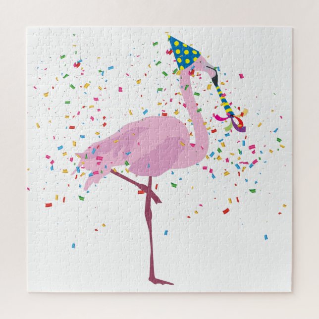 Flamingo Partying - Animals Having a Party Jigsaw Puzzle (Vertical)