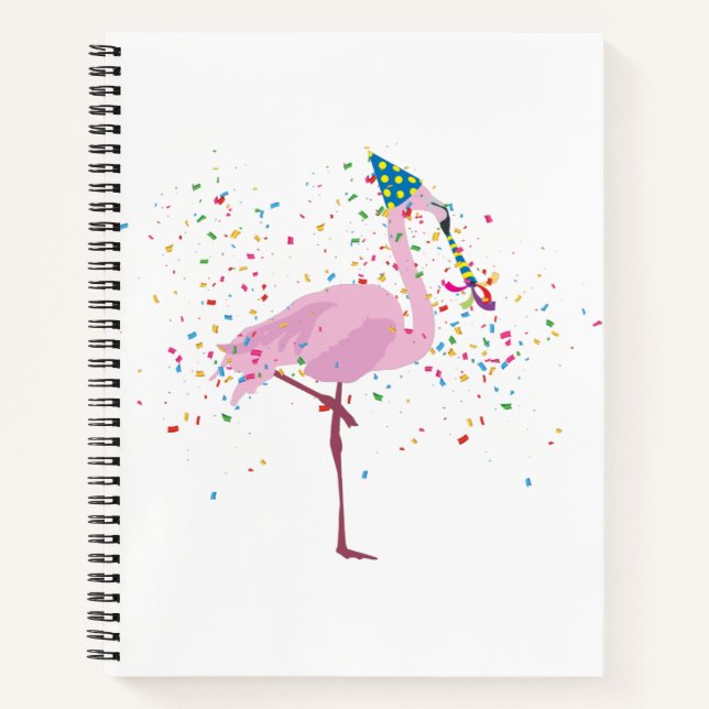 Flamingo Partying - Animals Having a Party Notebook (Front)