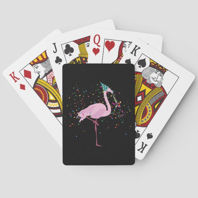 Flamingo Partying - Animals Having a Party Playing Cards (Back)