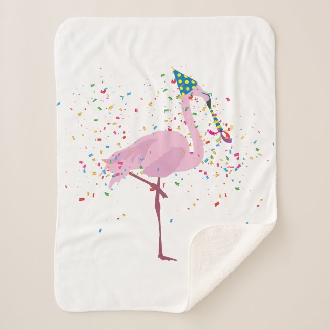 Flamingo Partying - Animals Having a Party Sherpa Blanket (Front)