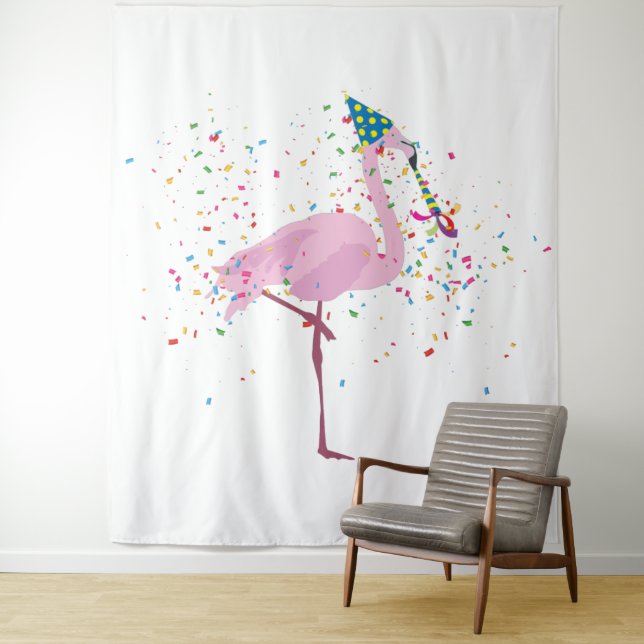 Flamingo Partying - Animals Having a Party Tapestry (In Situ)