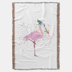 Flamingo Partying - Animals Having a Party Throw Blanket