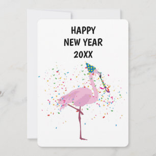 Flamingo Partying - Animals Holiday New Years Card