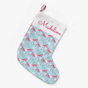 Flamingo Pattern Add Your Name Small Christmas Stocking