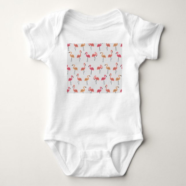Flamingo Pattern Background Tropical Design Baby Bodysuit (Front)