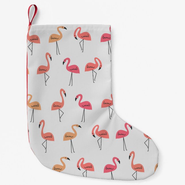 Flamingo Pattern Background Tropical Design Small Christmas Stocking (Front)