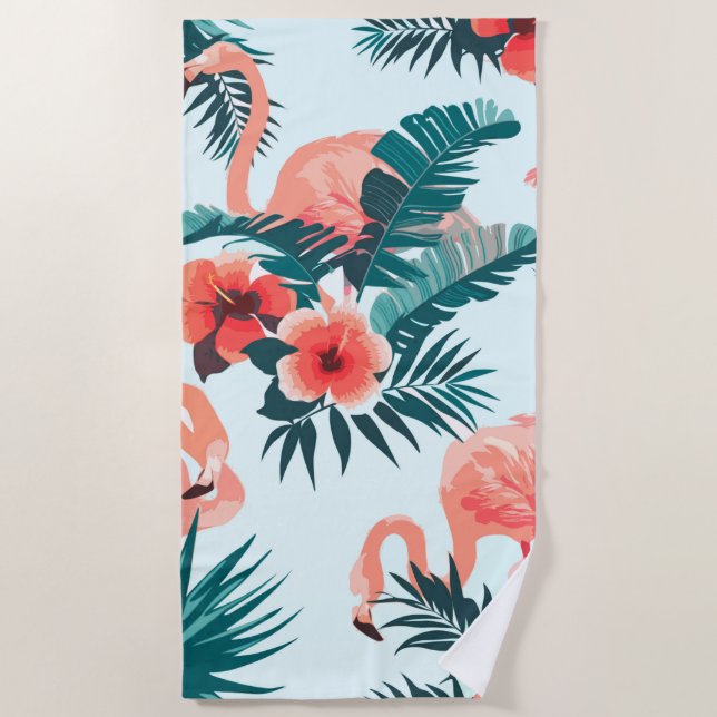 Flamingo Pattern Beach Towel (Front)