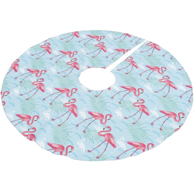 Flamingo Pattern Brushed Polyester Tree Skirt (Angled)
