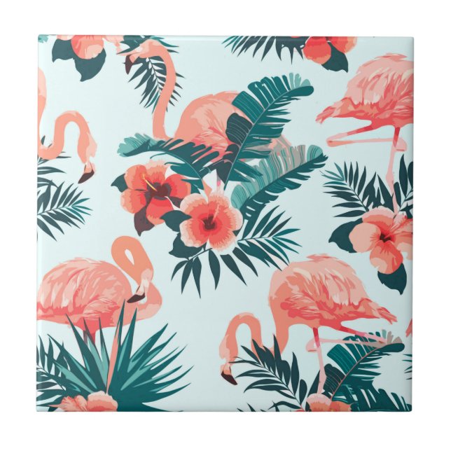 Flamingo Pattern Ceramic Tile (Front)