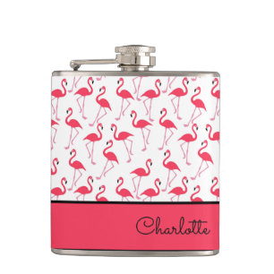 Flamingo Pattern Hip Flask