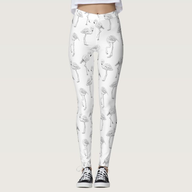 Flamingo pattern leggings (Front)