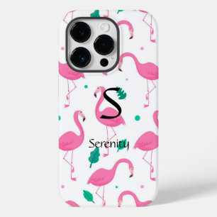Flamingo pattern Monogram and Name Custom Case-Mate iPhone 14 Pro Case
