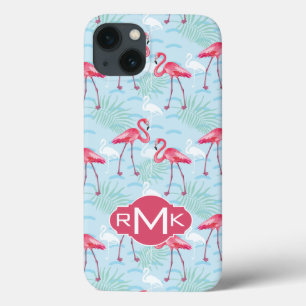 Flamingo Pattern   Monogram iPhone 13 Case