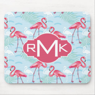 Flamingo Pattern   Monogram Mouse Pad