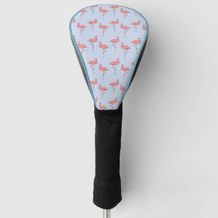 Flamingo Pattern on Sky Blue Golf Head Cover