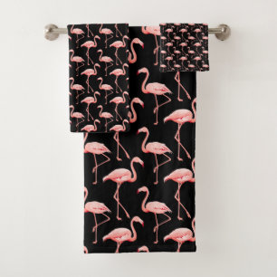 Flamingo Pattern Pink Bird Tropical Animal Lover Bath Towel Set