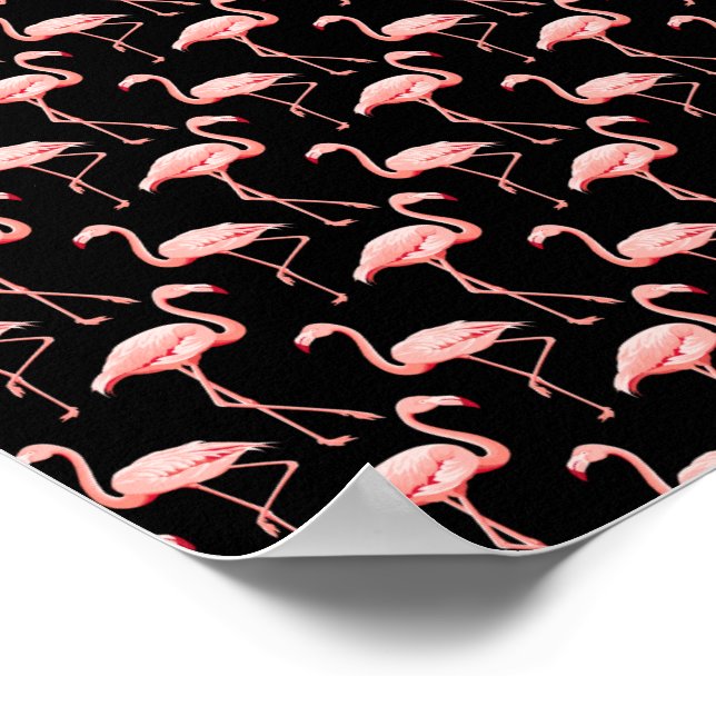 Flamingo Pattern Pink Bird Tropical Animal Lover Poster (Corner)
