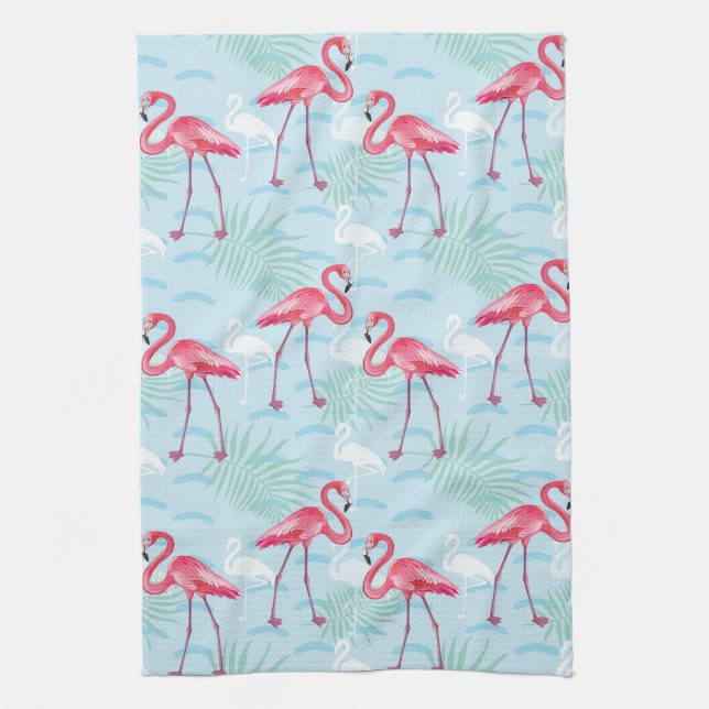 Flamingo Pattern Tea Towel (Vertical)