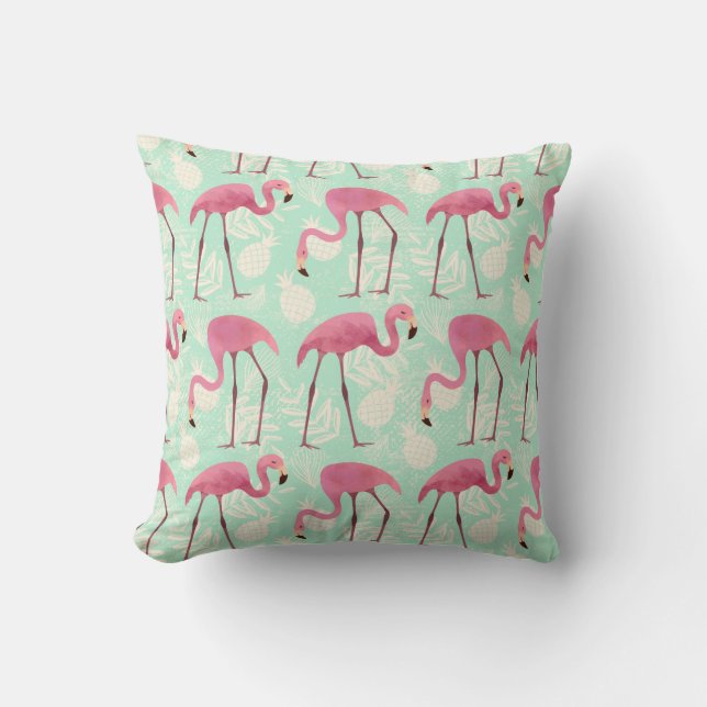 Flamingo pattern throw pillow (Front)