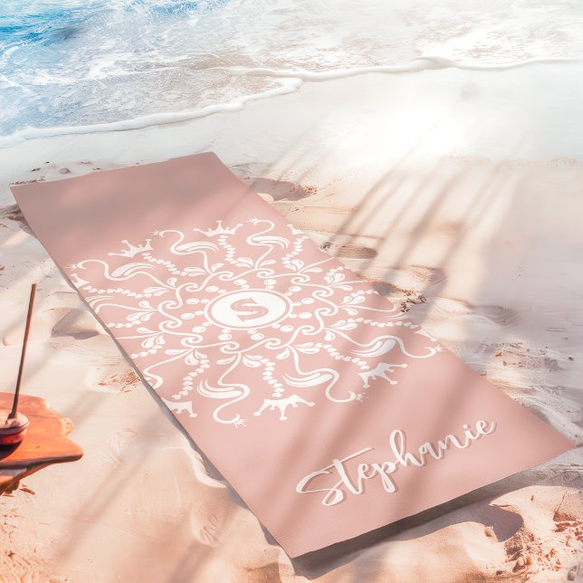 Flamingo Pearl Mandala Monogram Pink Beachy Yoga Mat (Creator Uploaded)