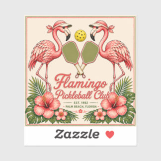 Flamingo Pickleball Club Vintage Tropical Sticker
