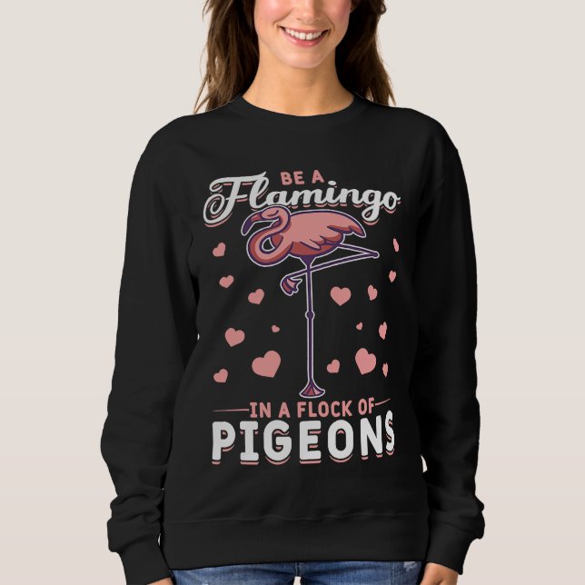 Flamingo & Pigeon Dove Columbidae Birds Sweatshirt (Front)