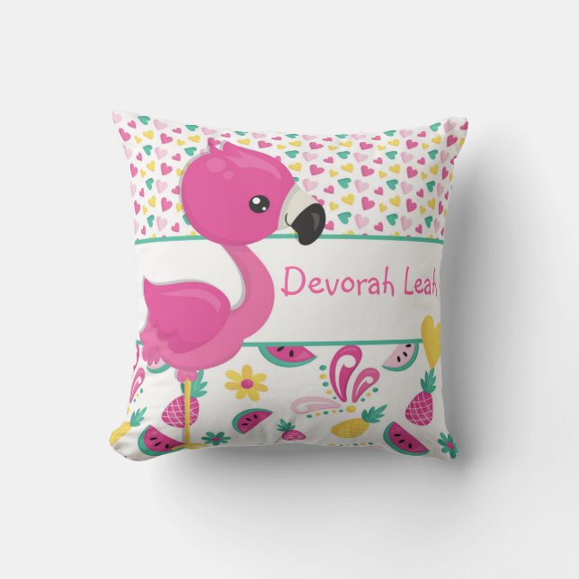 Flamingo pillow - personalised with NAME (Front)