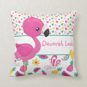 Flamingo pillow - personalised with NAME