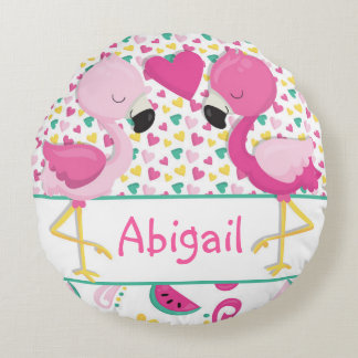 Flamingo pillow room decor Round Pillow