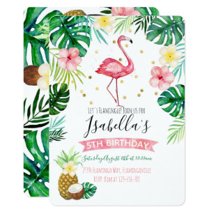 Flamingo Pineapple Birthday Party Invitation
