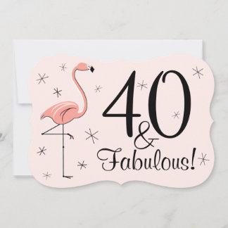 Flamingo Pink '40 and Fabulous' invitation bracket