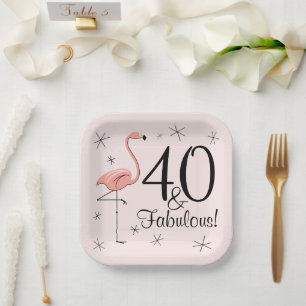 Flamingo Pink 40 and Fabulous square Paper Plate