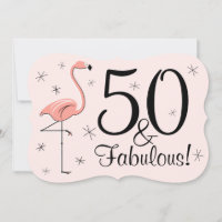 Flamingo Pink '50 and Fabulous' invitation bracket